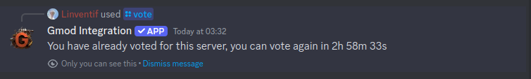 Vote cooldown message